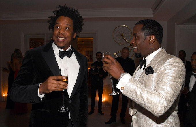 Jay-Z and Sean Combs attend Sean Combs 50th Birthday Bash.