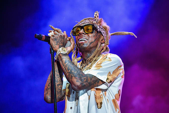Lil Wayne performing in New Orleans