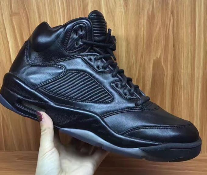 Black Leather Air Jordan 5 PRM