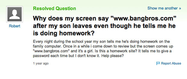 I never do homework yahoo