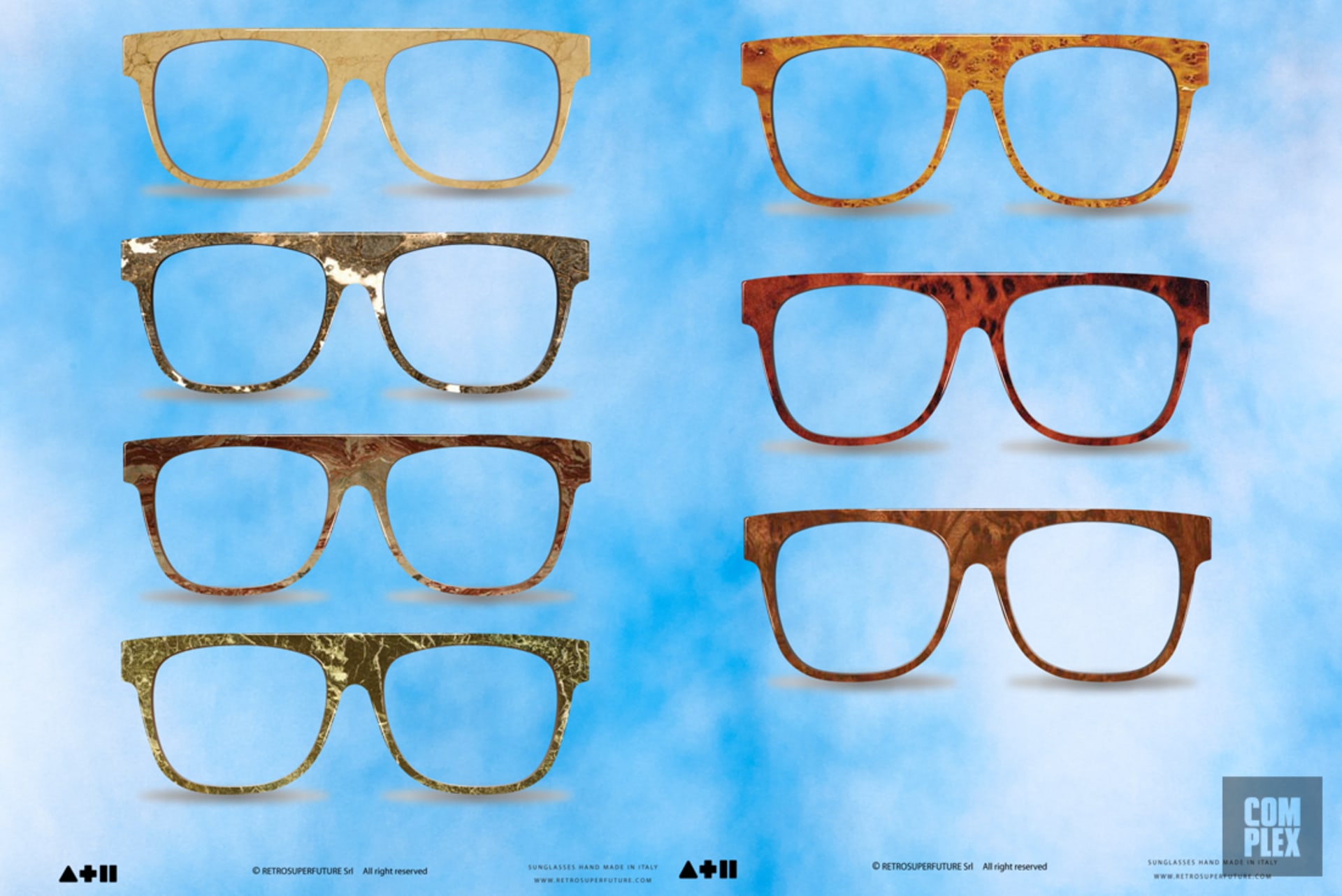Samples of Pastelle sunglasses designed by Retrosuperfuture