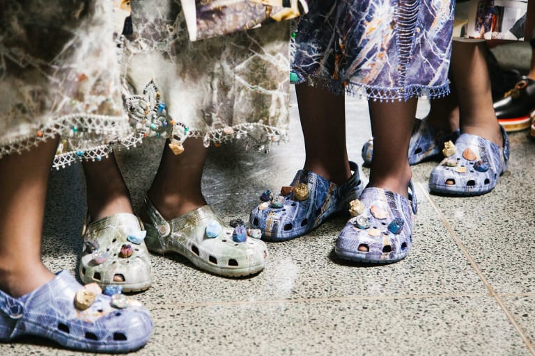 black crocs on feet