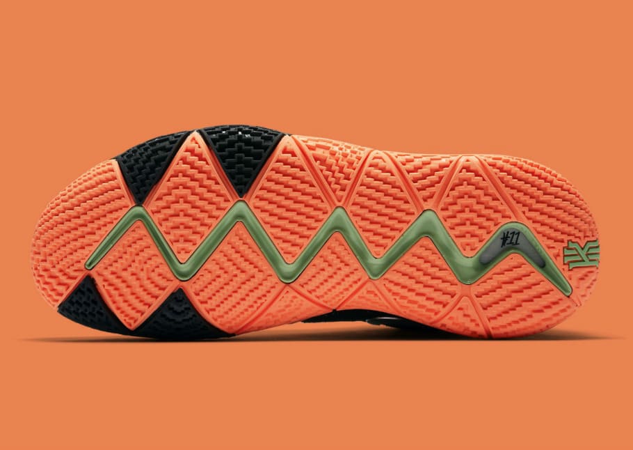 kyrie 4s black and orange