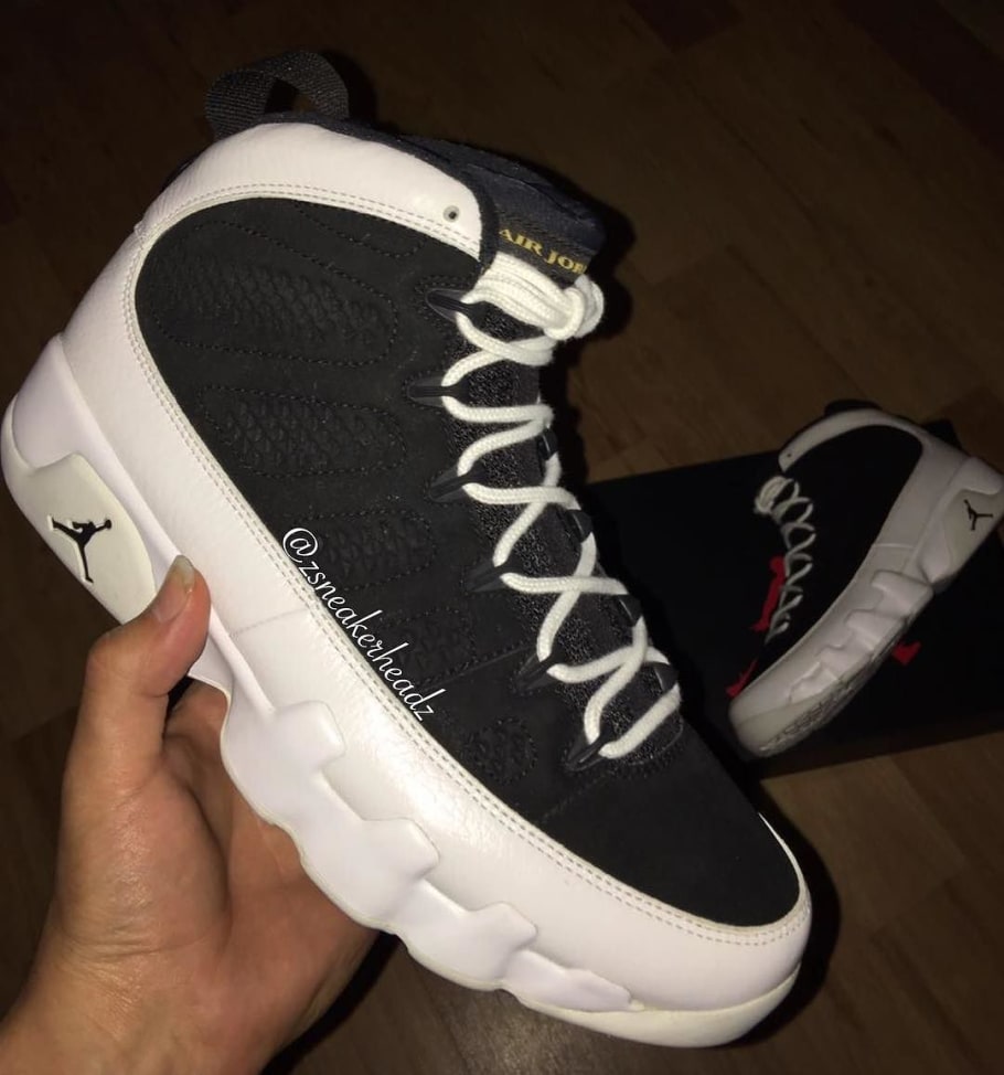 jordan retro 9 black white gold