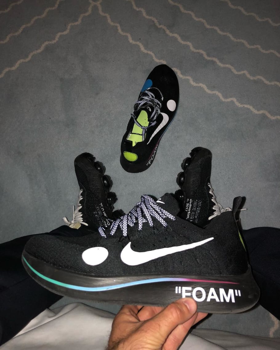 off white zoom fly black on feet