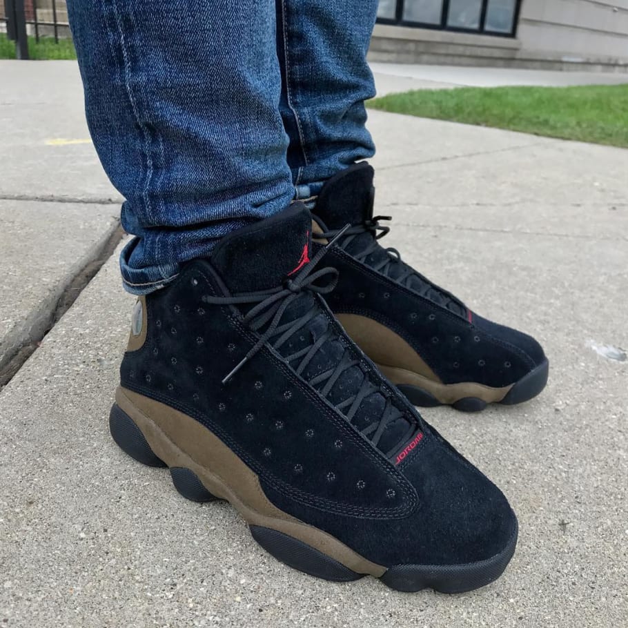 jordan 13 black and olive green