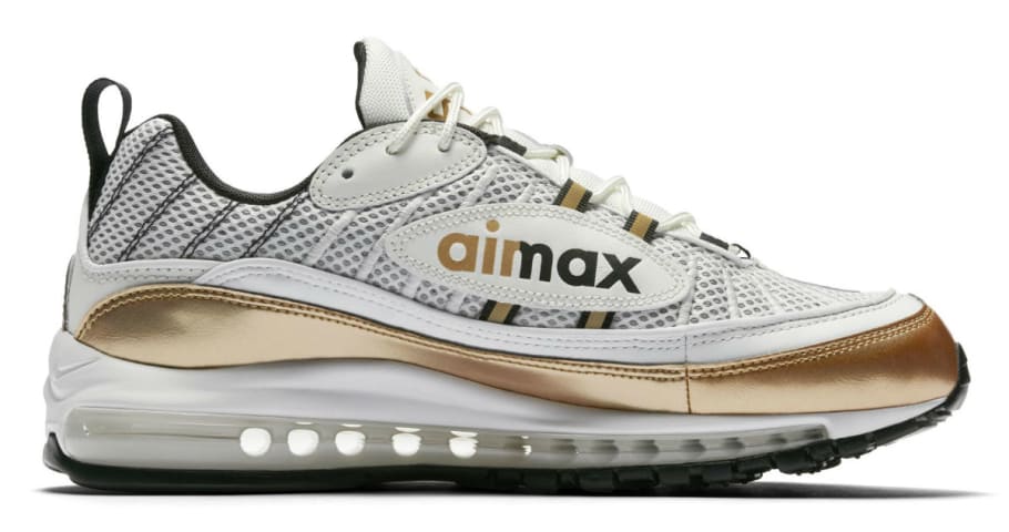 nike air max 98 white and gold