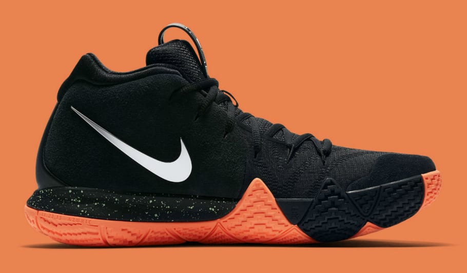 kyrie 4s black and orange