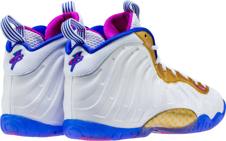 white blue and gold foamposites