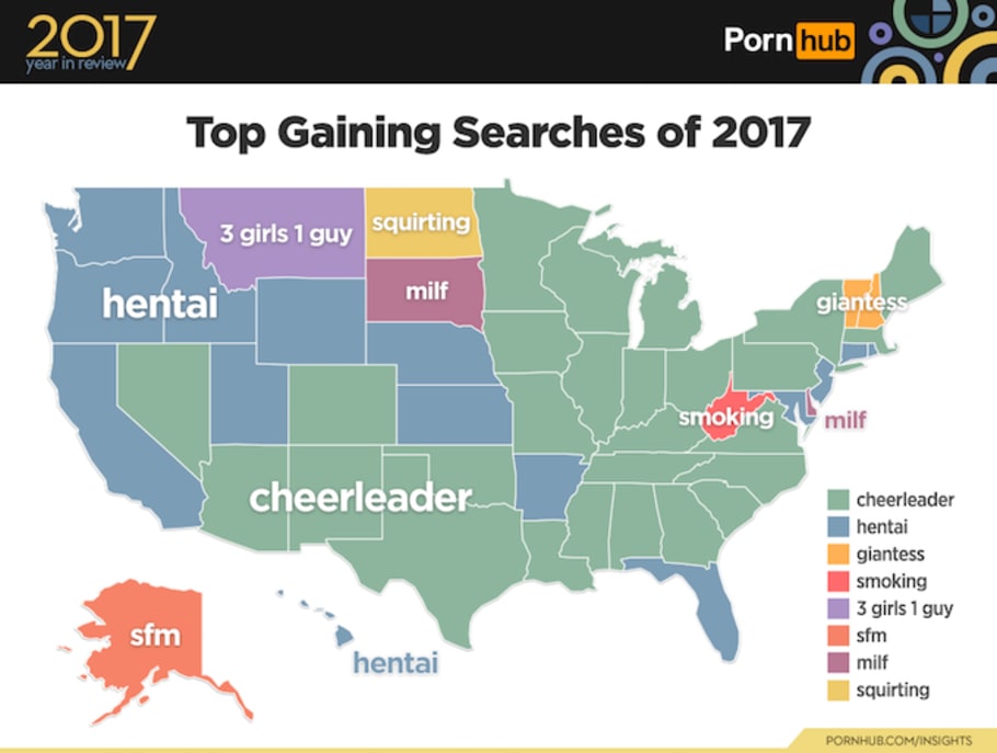 Hentai Porn Search - Pornhub Reveals Most Popular Search Term for Every State | Complex