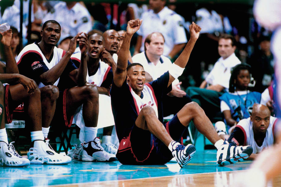 scottie pippen wearing uptempo