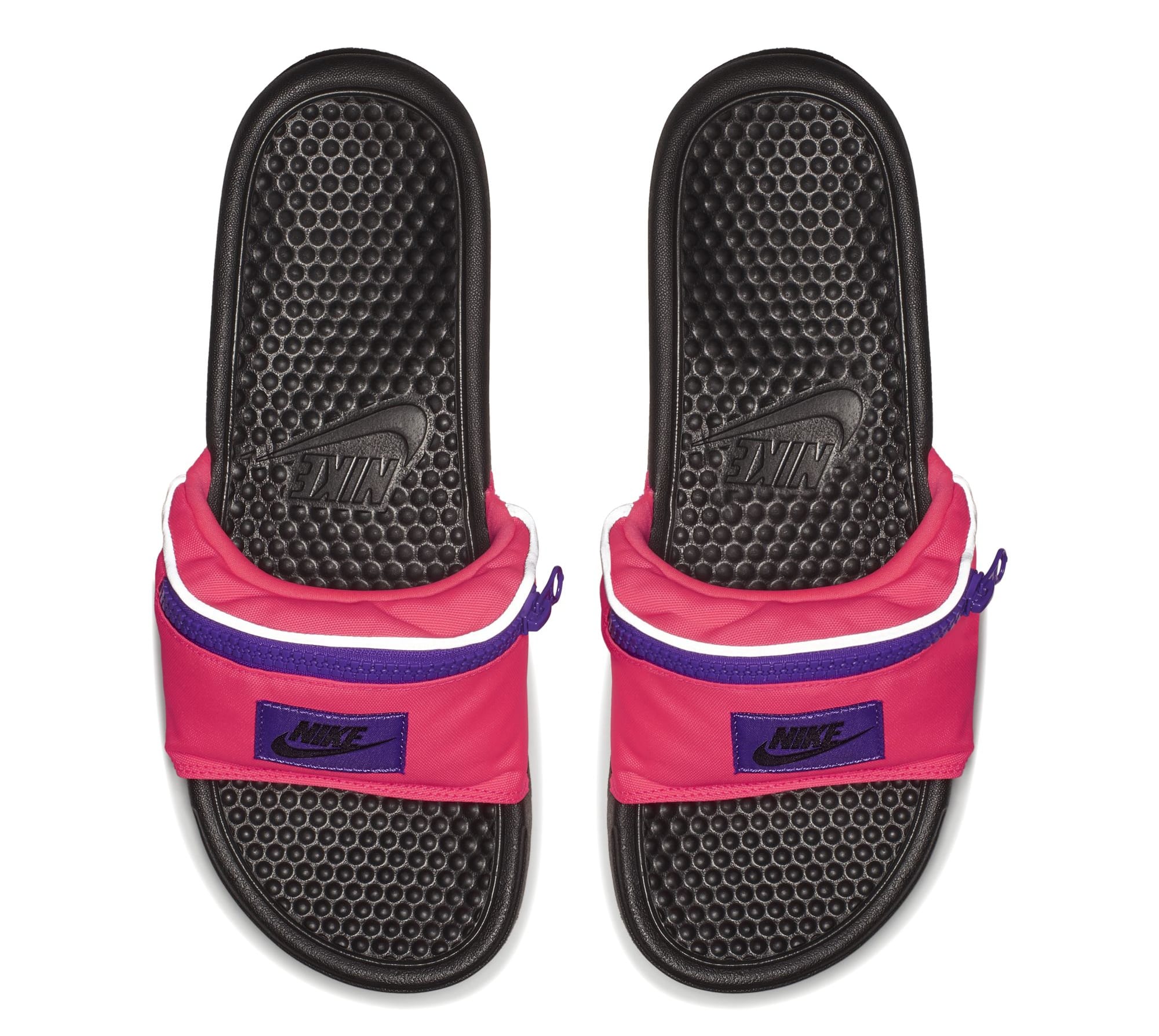 nike slides with a fanny pack