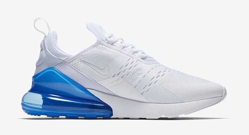 air max 270s white and blue