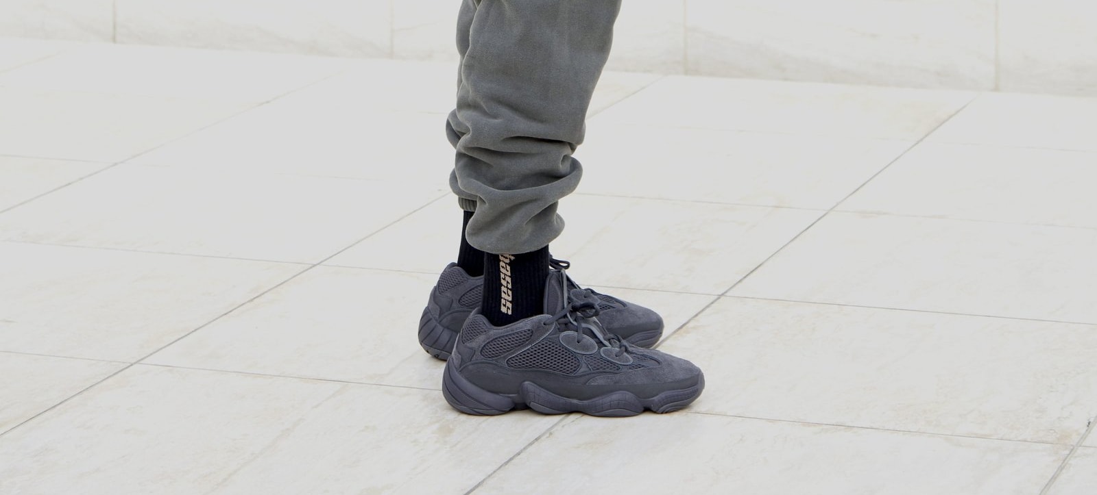 yeezy utility black on feet