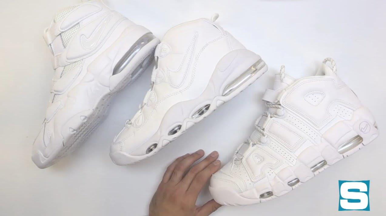 nike uptempo all white