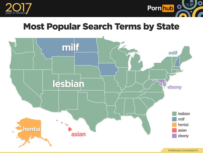 Youngest Lesbian Porn Stars - Pornhub Reveals Most Popular Search Term for Every State ...