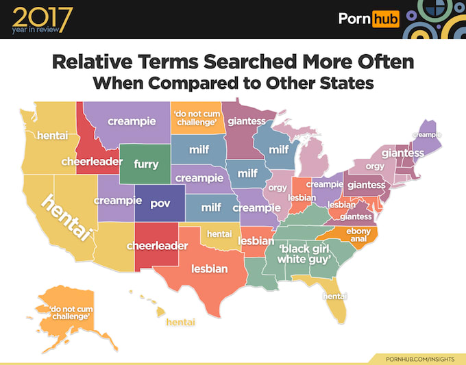 Map Porn - Pornhub Reveals Most Popular Search Term for Every State ...