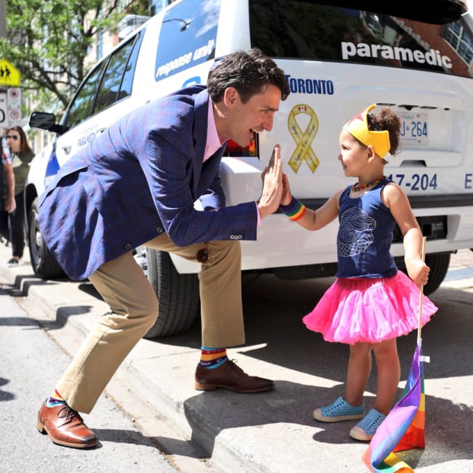 Justin Trudeau Marches With His Family In Toronto Pride Parade