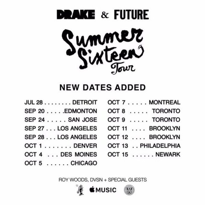 Drake Extends North American Tour with Future [UPDATE] Complex