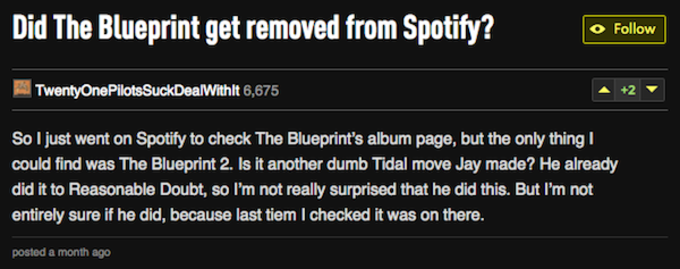 jay z albums not on spotify