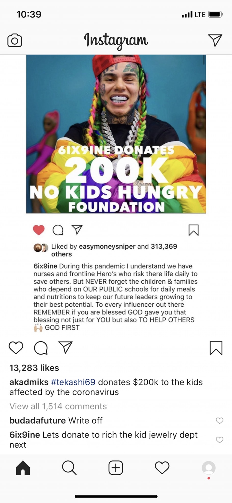 Tekashi 6ix9ine's $200,000 Donation to No Kid Hungry Declined - Complex