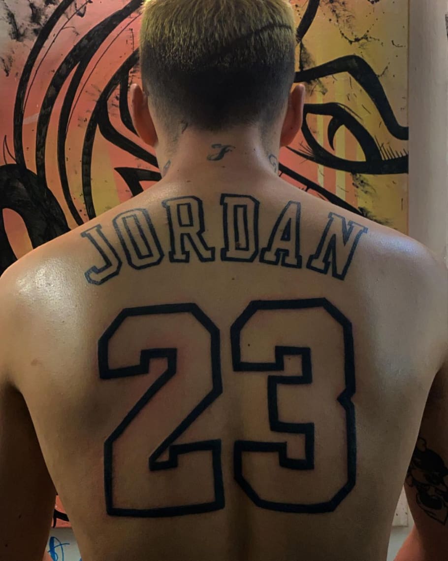 udvide utilstrækkelig pensum Air Jordan Jumpman Logo Face Tattoos on Jordan Jeffery Baby | Complex