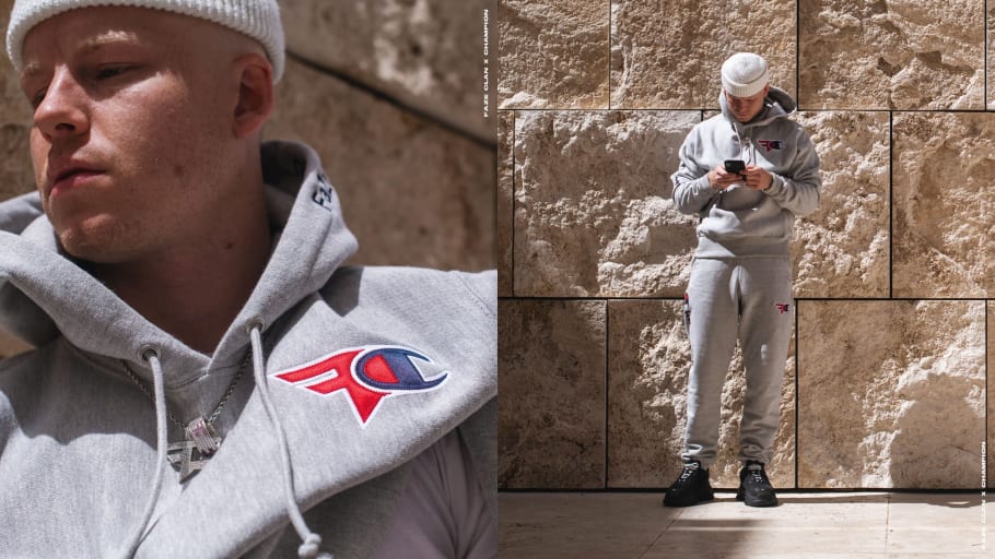 faze x champion hoodie grey