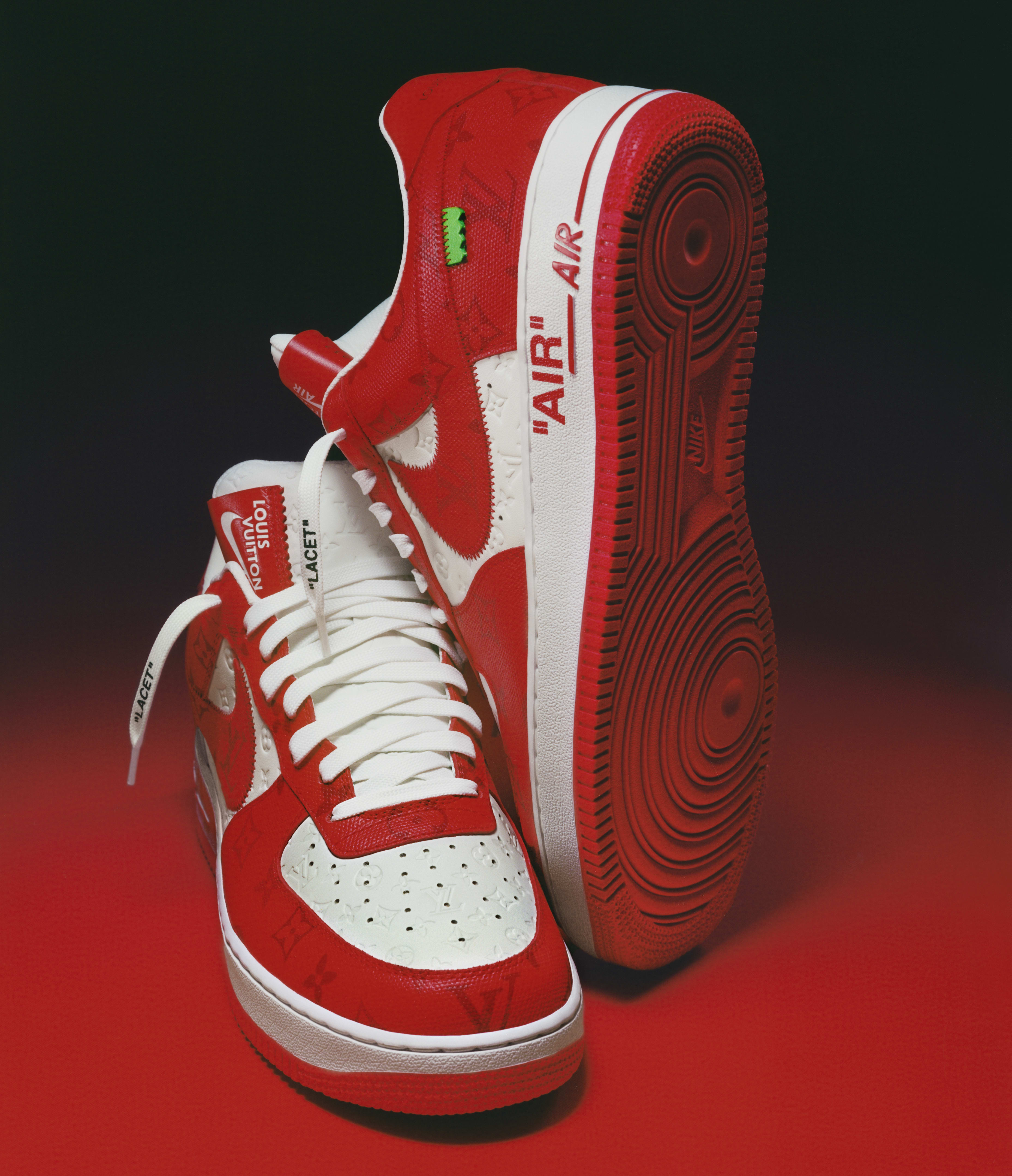 white and red nike air forces