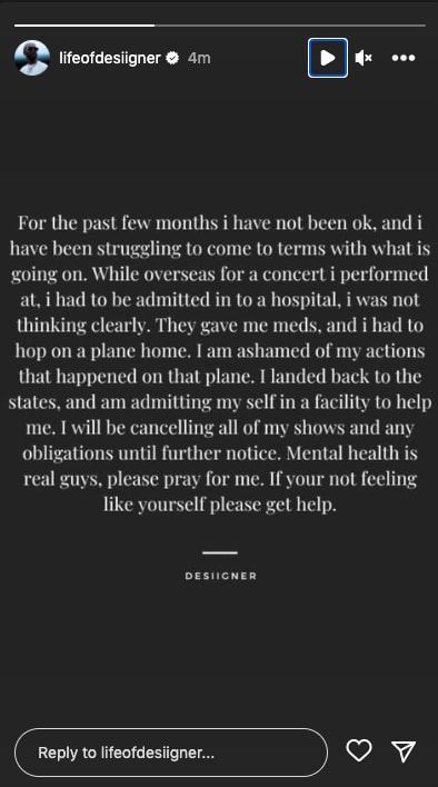 desiigner posts message about mental health