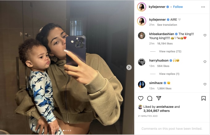 kylie jenner announces name of baby boy