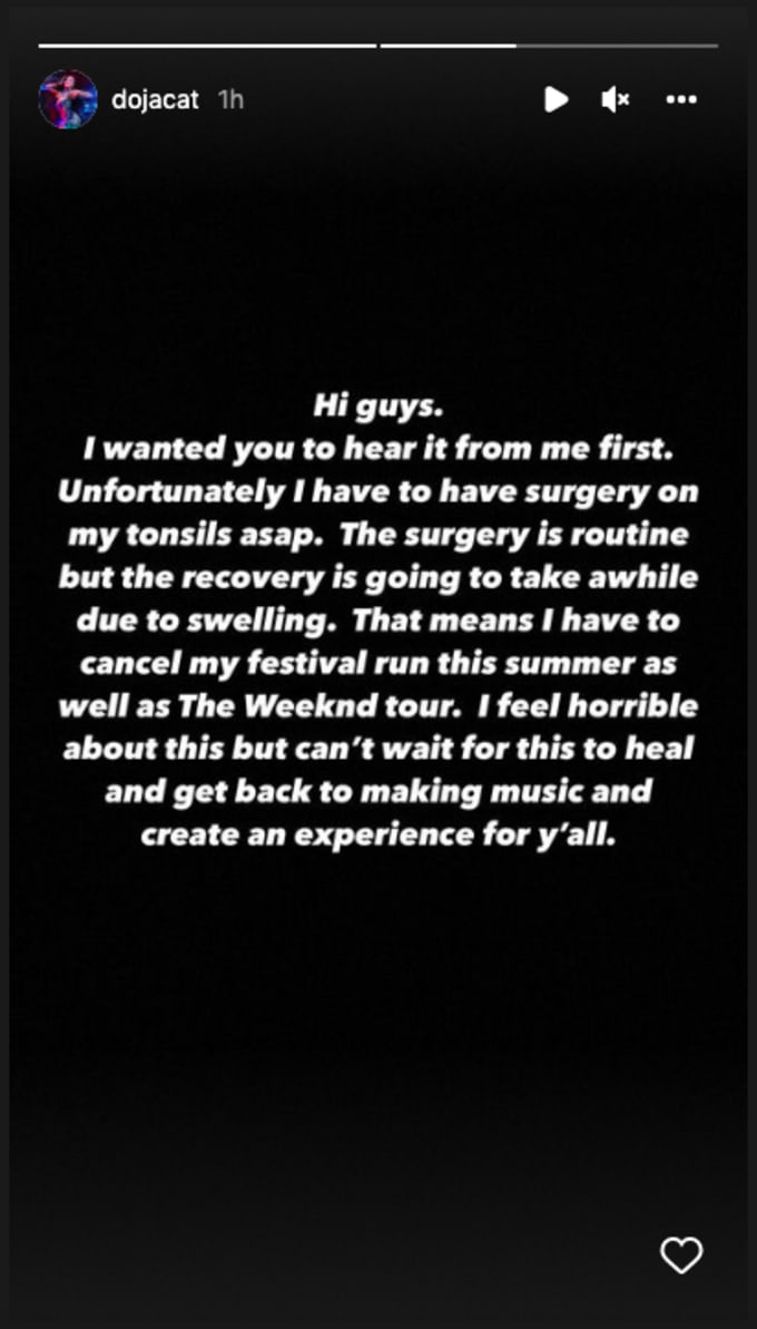 Doja Cat Pulls Out of the Weeknd Tour After Undergoing Tonsil Surgery