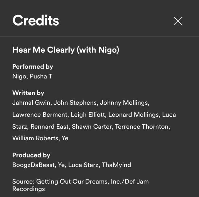 "Here Me Clearly" credits